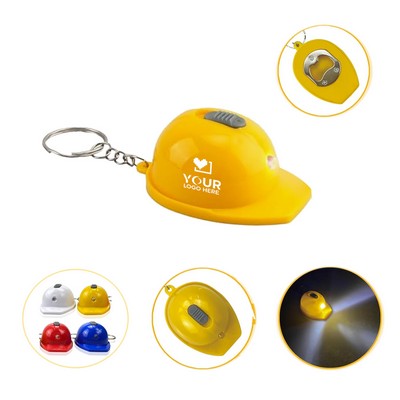 Mini Helmet Bottle Opener W/Led Light Key Chain