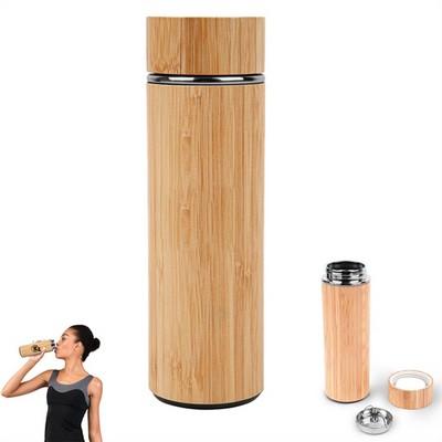 16 OZ Vacuum Sealed Eco Bamboo Bottle