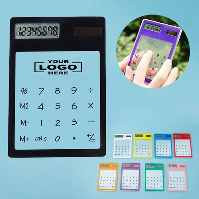 Clear Solar-Powered Touchscreen Calculator