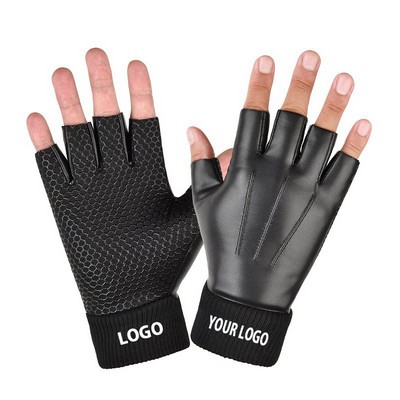 Fingerless Driving Pu Leather Gloves For Men