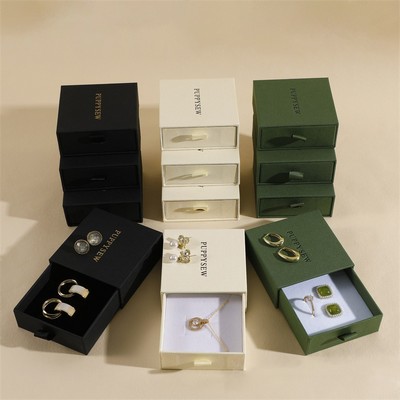 3.2" Lichee Pattern Gift Box Boutique Jewelry Box with Sponge Filled Drawer Package Gift Box