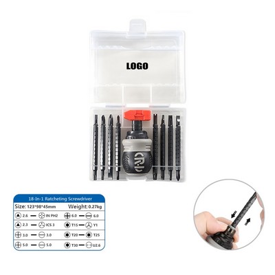 18-in-1 Multifunction Ratcheting Screwdriver Set with Ergonomic Grip