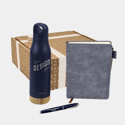 TiTUS® 17 oz Water Bottle, Executive Velveteen Notebook & Pen Gift Set