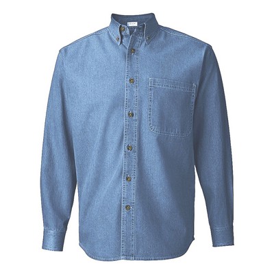 Tall Single Pocket Men's Long Sleeve Denim Shirt