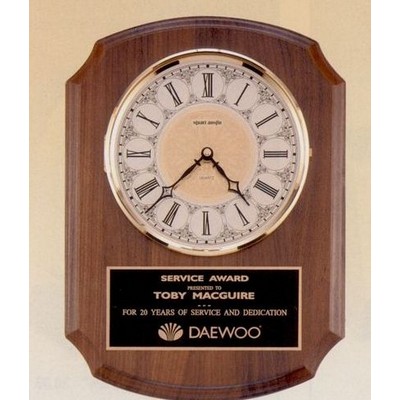 Walnut Wall Clock w/ Notched Edges (10 1/2"x13")