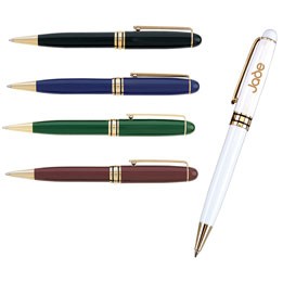 Brass Construction Ballpoint Pen w/ Satin Gold Accent