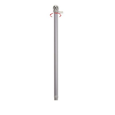 2 Piece Brushed Aluminum 6' Spinning Pole With Gold Ball