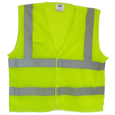 Safety Vest - ANSI Class 2 Mesh - Lime Green