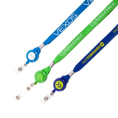 5/8" Flat Polyester Lanyard with Badge Reel