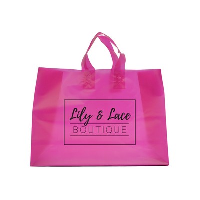 Frosted Hot Pink Colored Poly Flexi-Loop Bag/ 4 Mil (16"x6"x12")