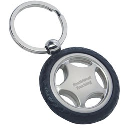 Rubber Tire Metal Key Tag