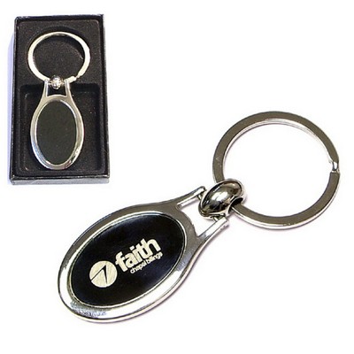 Shiny Chrome Finished Oval Metal Key Holder w/Gift Case