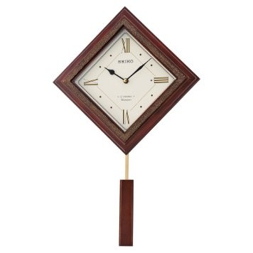 Seiko Pendulum and Chimes Wall Clock w/ Diamond Cut Frame