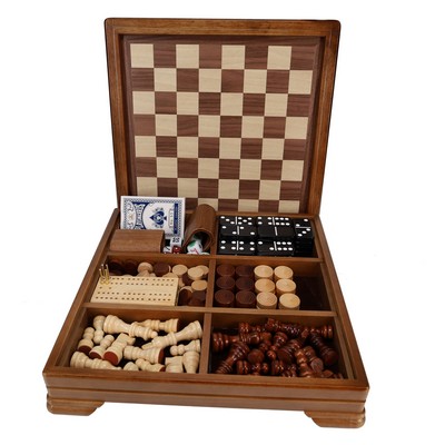 Walnut 7-Games-in-1 Combination Game Set