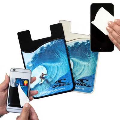 2-in-1 Silicone Phone Wallet w/ Removable Microfiber Screen Cleaner- Full C