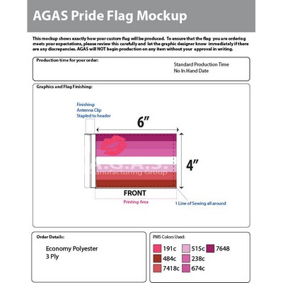 Lipstick Lesbian Antenna Flag 4"X6"