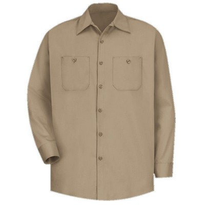 Red Kap™ Men's Long Sleeve Wrinkle Resistant Cotton Work Shirt - Khaki Tan