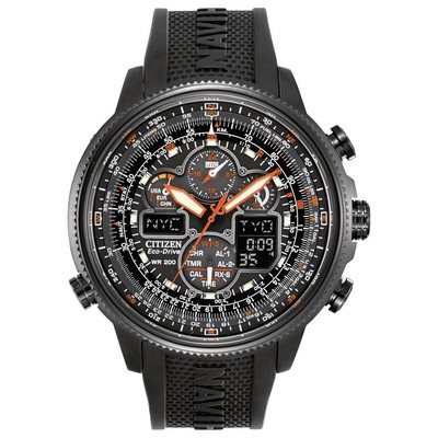 Citizen® Men's Eco-Drive Navihawk A-T Watch w/Black Polyurethane Strap