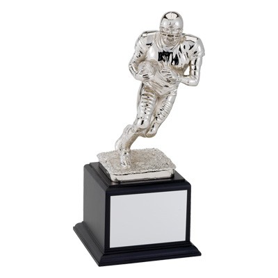 12 ¾" Electroplated Bright Silver Football Trophy on Black Base