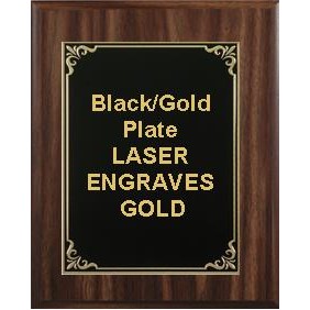 Classic Walnut Plaque 7" x 9" - Black/Gold - 5-1/8" x 7" Hi-Relief Plate