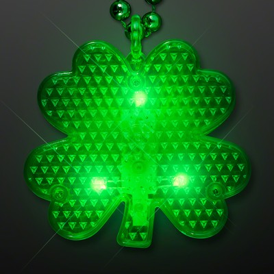 Flashing LED Shamrock Charm on Beads Necklace - BLANK