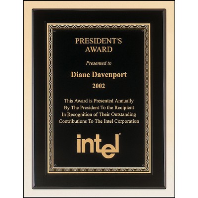 Black Piano Finish Plaque with Brass Plate (7" x 9")