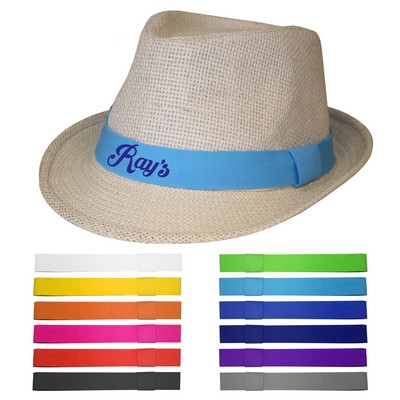 Embroidered Straw Fedora Hat