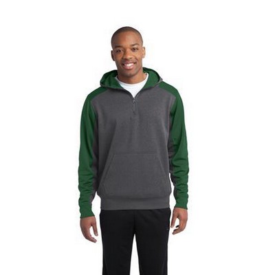 Sport-Tek® Colorblock Tech Fleece 1/4 Zip Hooded Sweatshirt