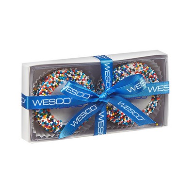 Elegant Belgian Chocolate Custom Oreo® Gift Box - Rainbow Nonpareil Sprinkles