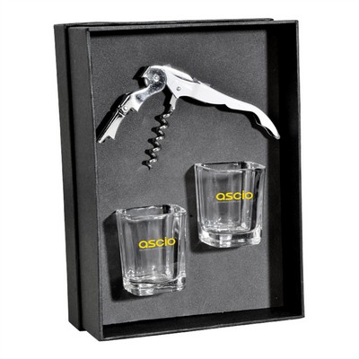 The Lachlan Waiter's Corkscrew and Shot Glass Gift Set