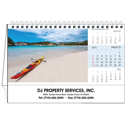 Dream Vacation 2025 Desktop Calendar w/Flexible Easel