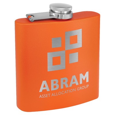 6 Oz. Matte Orange Powder Coated Flask