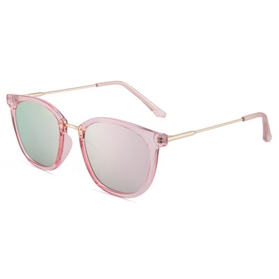 Sunglasses - Pink Mirror Lenses - Clear Pink Frames - Gold Temples