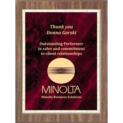 Economy Walnut Finish/Sienna Marble Mist Plaque Series, 9"x12"