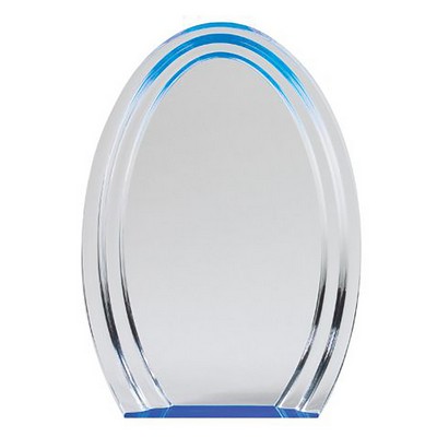 Blue Double Halo Oval Award, Large (5-1/2"x8"H)