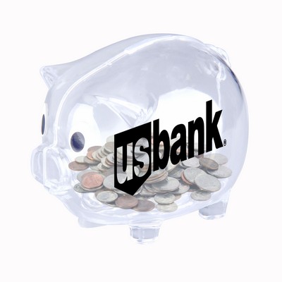 5"x3 13/16"x4" Transparent Piggy Bank (Shorter Prod Time)