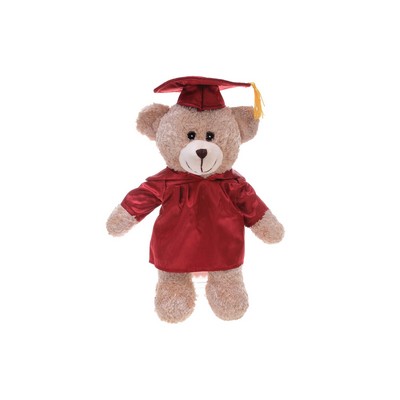 Soft Plush Tan Bear with Graduation Cap and Gown