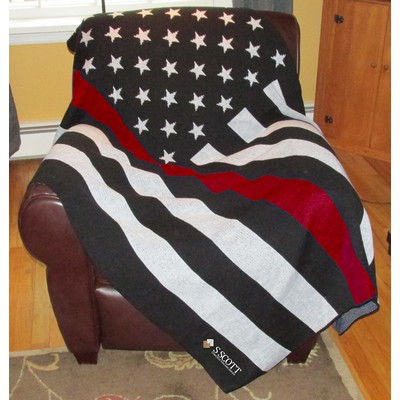 Red Line Flag Knit Throw Blanket