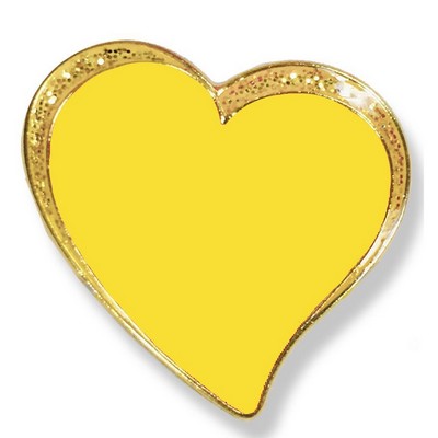 ¾" Sparkle Modern Yellow Heart Lapel Pin