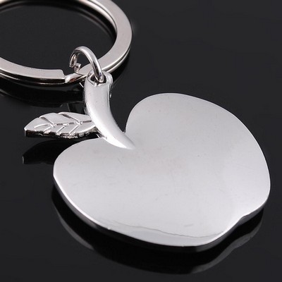 Fashion New Gift Fruit Design Key Ring Silver Polished Alloy Zinc Metal Apple