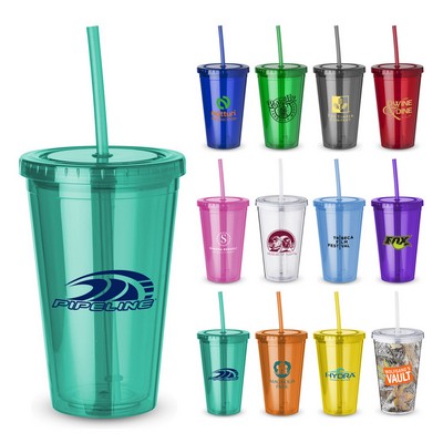 16 oz. Acrylic Plastic Tumbler with Straw