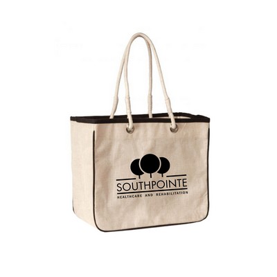 Laminated Jute Tote with Tick Rope Handles