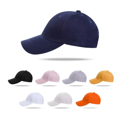 Stock Solid Color Cotton 6 Panel Cap, Double Buckle Back Fastener