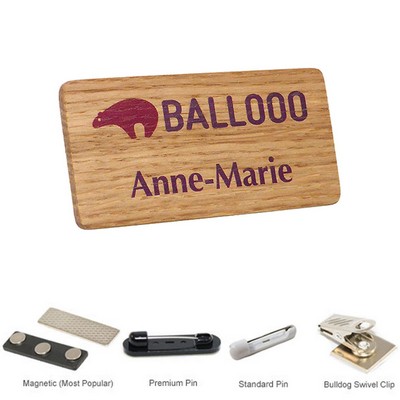 1.25 inch x 3 inch Engraved Wood Name Badge