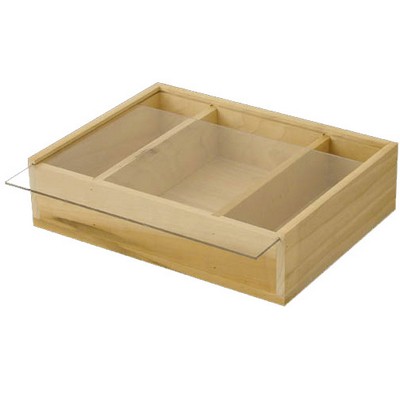 Slide Top Box w/Acrylic Lid, American Poplar, Dividers