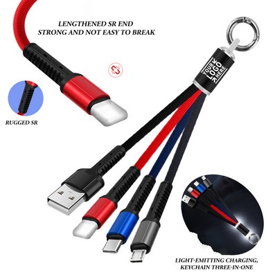 3-in-1 Light-Up Charging Cable with Keychain