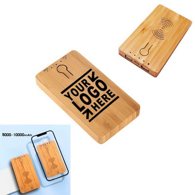 Bamboo 5000mAh Dual Port Power Bank with Wireless Charger