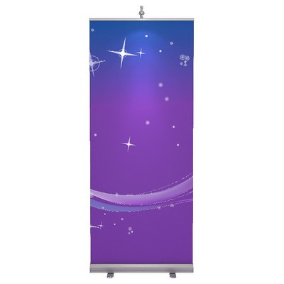 BannerStand 1 - Silver Banner Stand w/Single Sided Graphic & Hardware (33.5"x90")