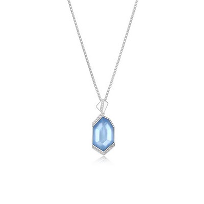 ELLE "Iceberg" Mother of Pearl and Topaz with Cubic Zirconia Necklace - Silver