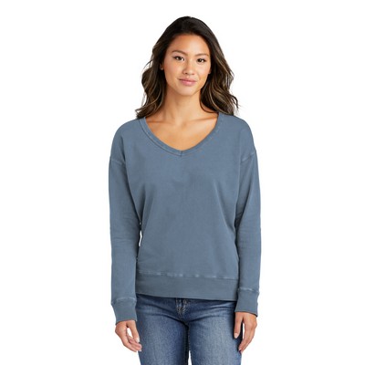 Port & Company® Ladies' Beach Wash® Garment-Dyed V-Neck Sweatshirt